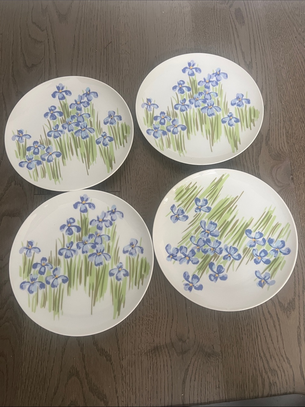 4 Fitz and Floyd Plates, Vintage Iris Plates, 1970s  Floral